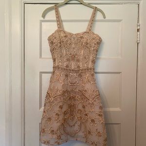 Monique Lhuillier rose beaded cocktail dress